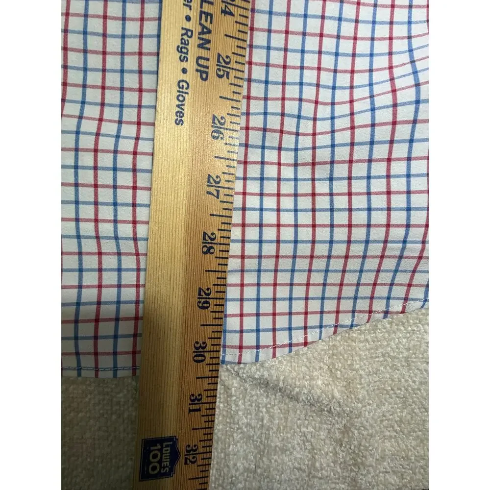 Mizzen+Main Men L Red White Blue Windowpane Long Sleeve Trim Fit Shirt Patriotic